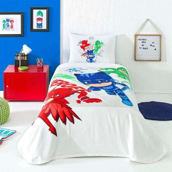 Односпальний комплект з покривалом-піке TAC PJ Masks Heroes / простирадло на резинці