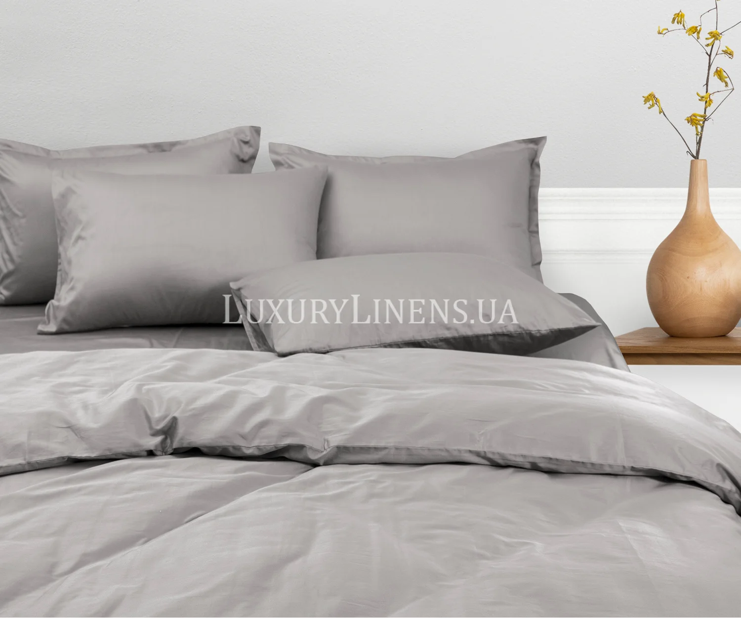Комплект постільної білизни LUXURY LINENS Cecilia DARK GREY 100% єгипетська бавовна