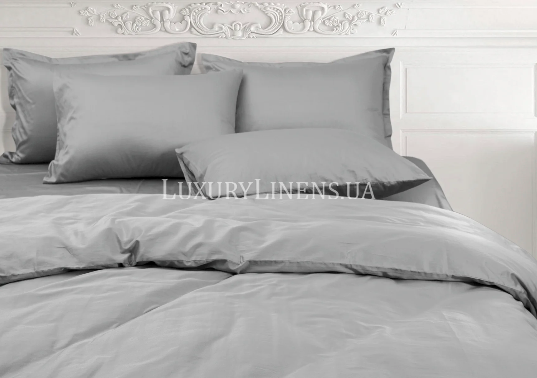 Комплект постільної білизни LUXURY LINENS Cecilia Light Gray 100% єгипетська бавовна