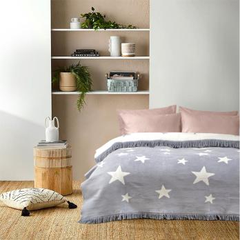 Плед Lotus Home - Stars gri хлопок 150*200