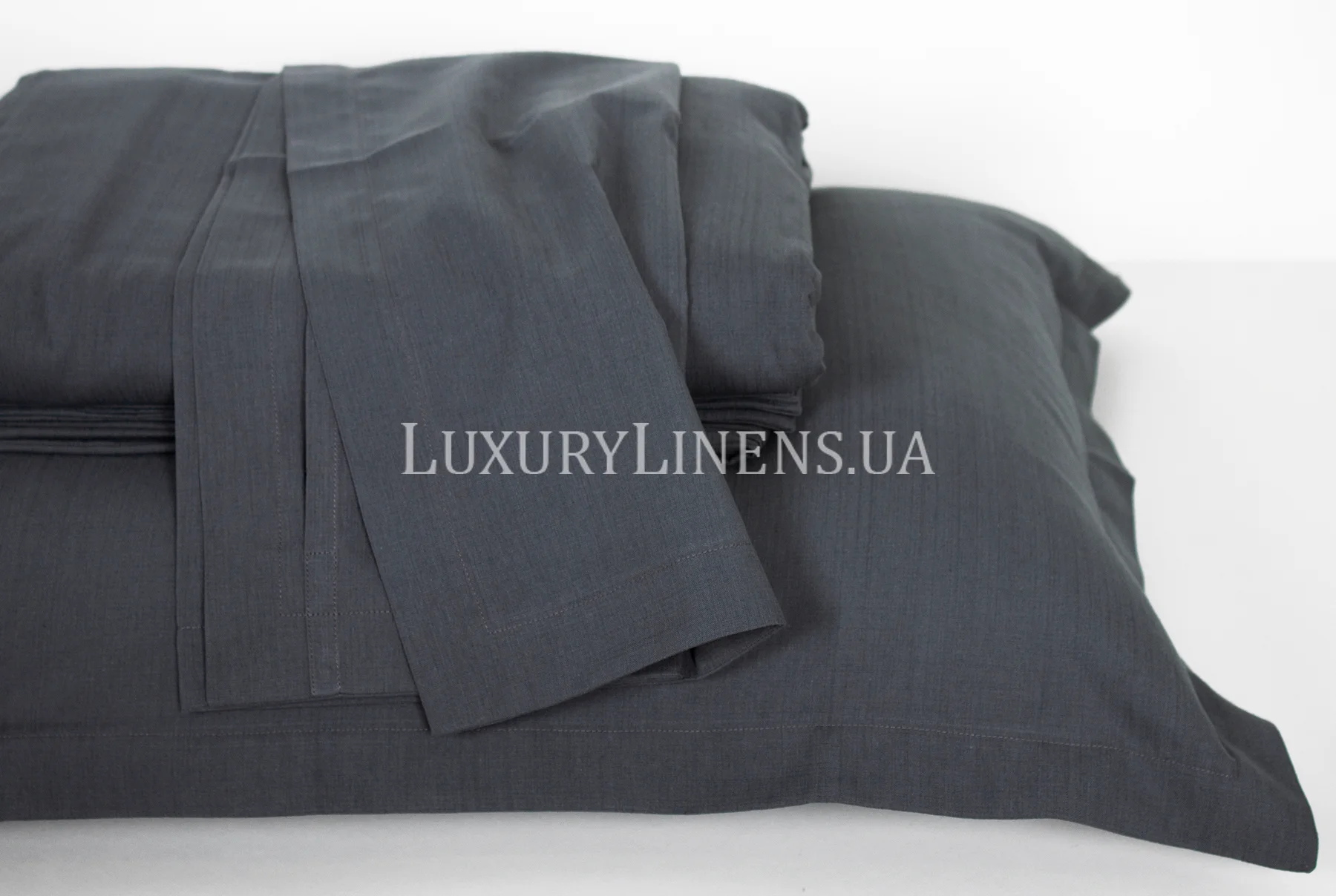 Комплект постільної білизни LUXURY LINENS Washed Cotton, antrasit