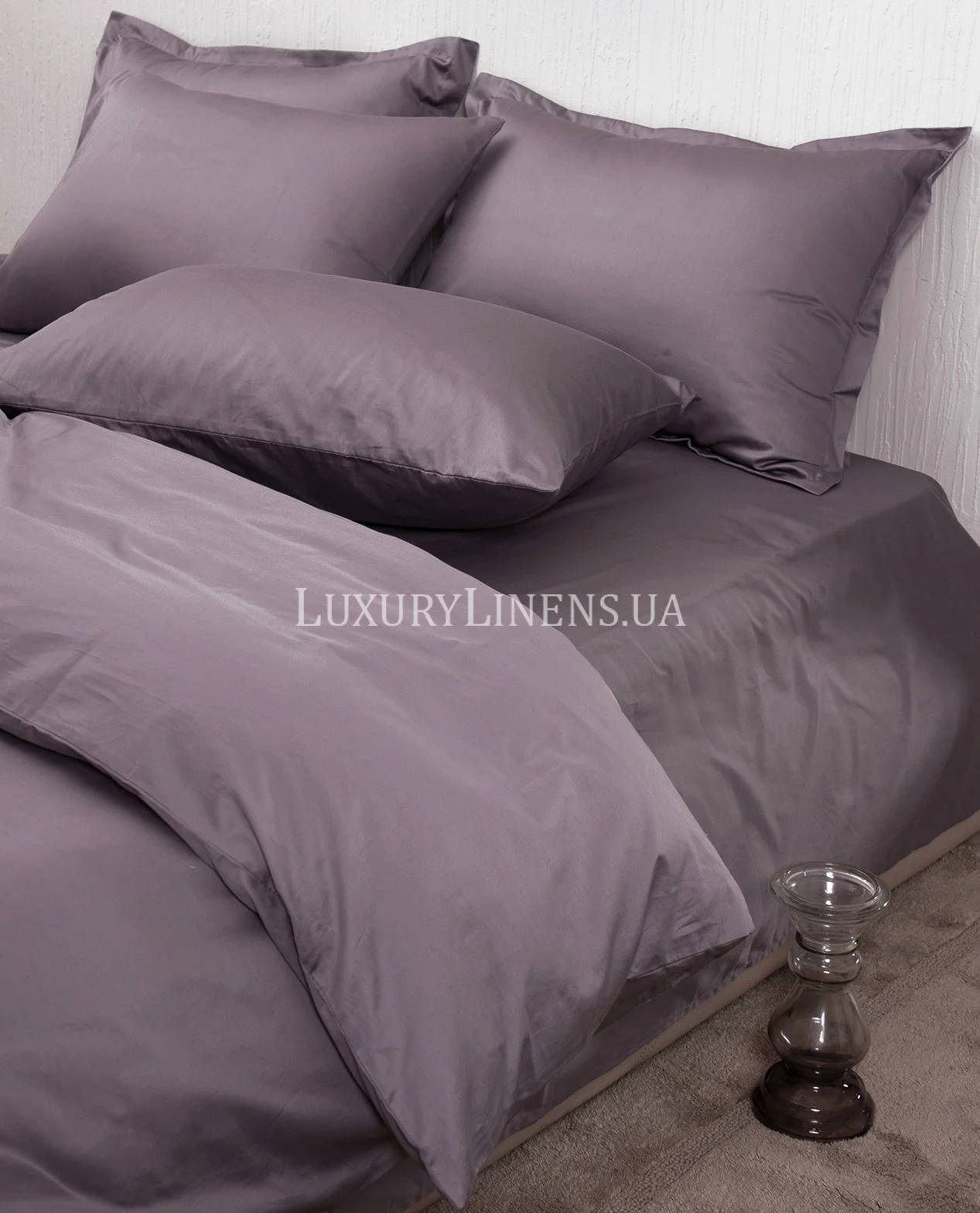 Набір наволочок LUXURY LINENS 70x70 Lilac Gray 100%єгипетська бавовна, 50x70