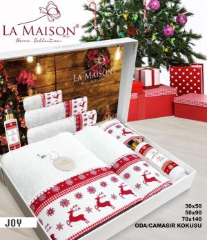 Подарунковий новорічний набір рушників La Maison з ароматом Joy (3 шт)