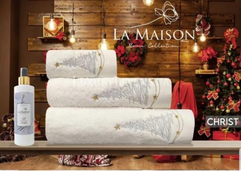 Набір рушників LA MAISON Christ ECRU70x140/50x90/30x50+парфум 100% бабовна