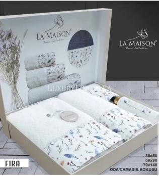 Набір рушників LA MAISON Fira Ekru 70x140/50x90/30x50+парфум 100% бабовна