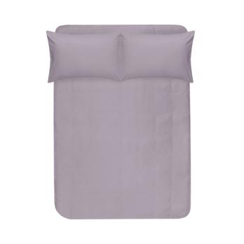 Простирадло на гумці з наволочками сатин premium - Leona бузковий