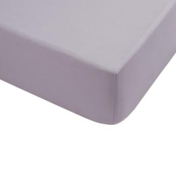 Простирадло на гумці з наволочками сатин premium - Leona бузковий