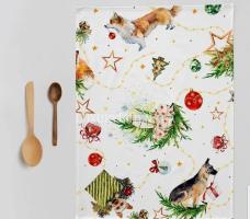 Набір рушників для кухні NAF NAF Puppies Xmas 50x70-2 50-UNICO 100% бабовна