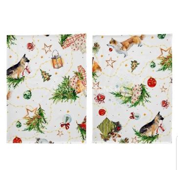 Набір рушників для кухні NAF NAF Puppies Xmas 50x70-2 50-UNICO 100% бабовна