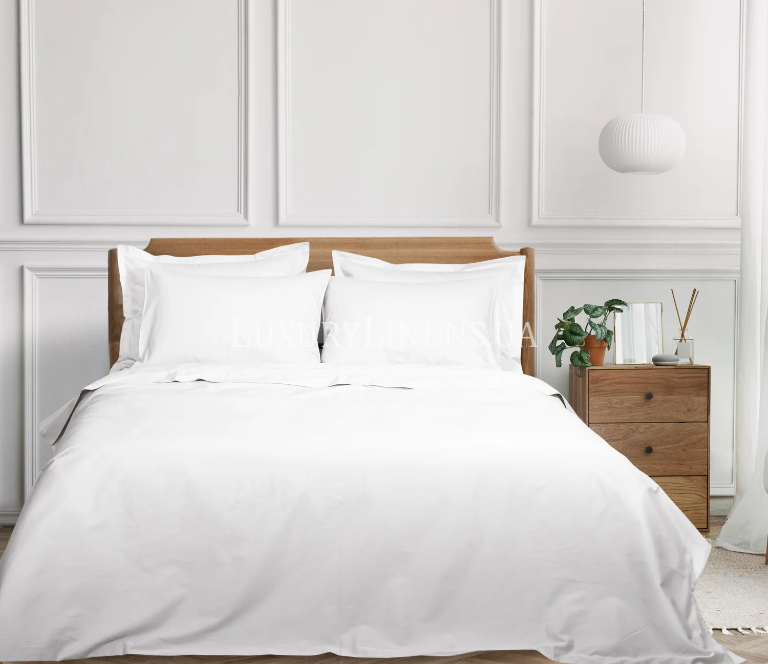 Постільна білизна LUXURY LINENS Premium Milk 100% єгипетська бавовна 500ТС, Двоспальні