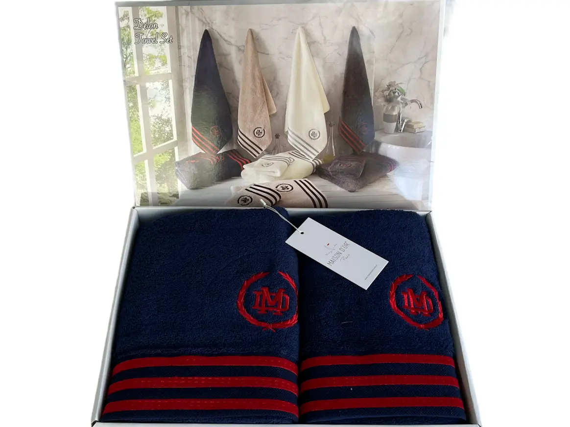 Набір рушників Maison D'or Delon Navy Red махрові 30-50 см,50-100 см,70-140