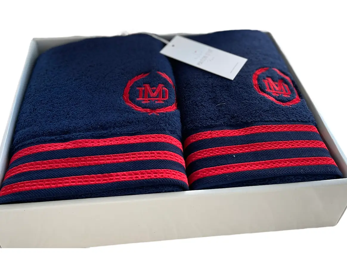 Набір рушників Maison D'or Delon Navy Red махрові 30-50 см,50-100 см,70-140