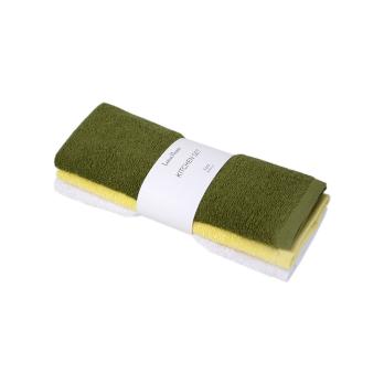 Набір із 3 кухонних рушників Basic Lotus Home зелений-жовтий-білий