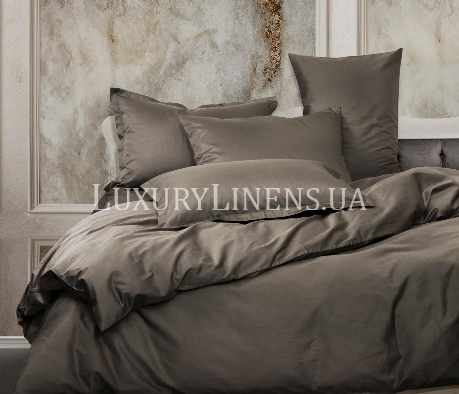 Постільна білизна LUXURY LINENS Premium RUSTIC BROWN 100% єгипетська бавовна 500ТС, Двоспальні