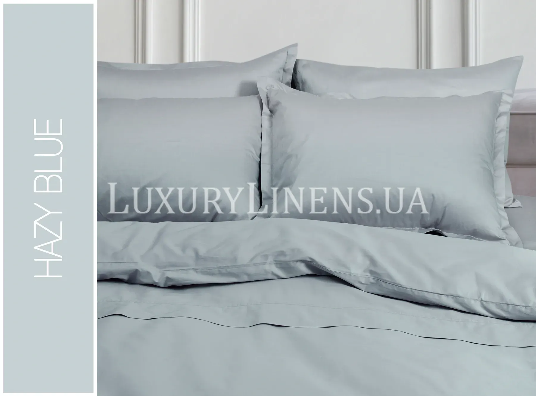 Постільна білизна LUXURY LINENS Premium HAZY BLUE 100% єгипетська бавовна 500ТС, Двоспальні