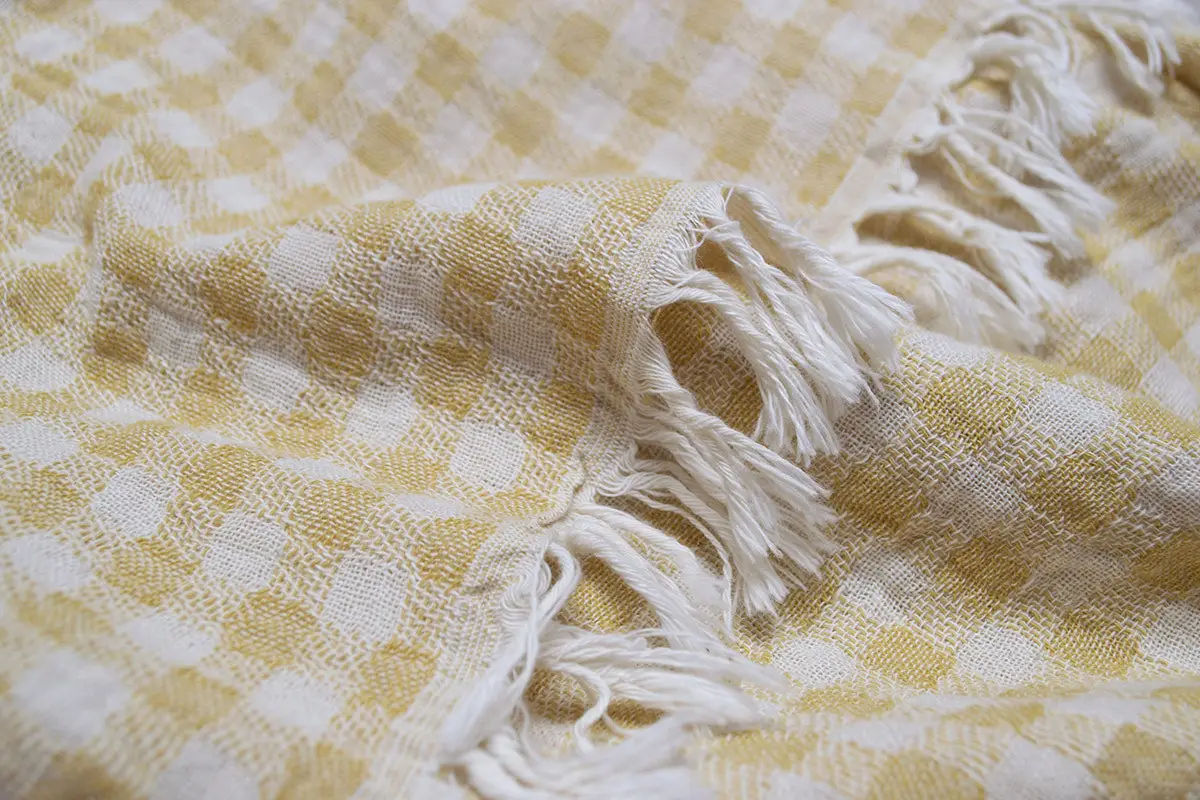 Покривало піке Checked Gingham Lotus Home жовтий 190х225 см