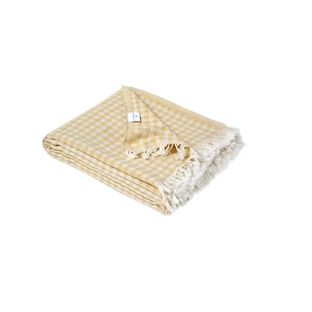 Покривало піке Checked Gingham Lotus Home жовтий 190х225 см