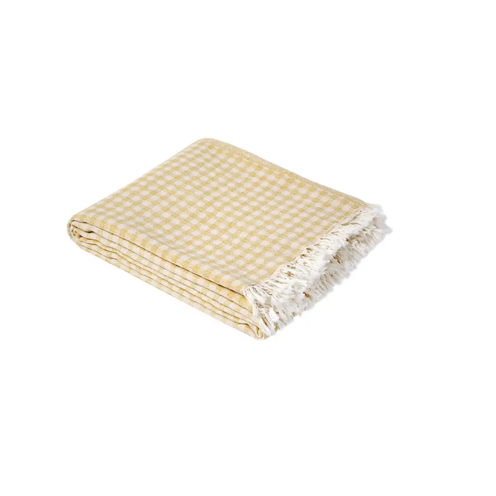 Покривало піке Checked Gingham Lotus Home жовтий 190х225 см