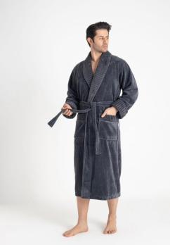 Чоловічий довгий махровий халат Nusa 1330 antracite L/XL