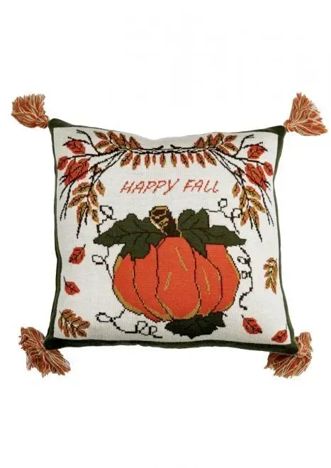 Наволочка в'язана декоративна Прованс Happy Fall Гарбуз 45х45