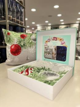 Двоспальний Євро комплект TAC Snowflake Yesil Glow Ранфорс+світиться у темряві