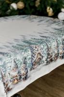 Новорічна овальна гобеленова скатертина Казкові гноми