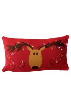 Подушка декоративна в'язана Олень з ліхтариками