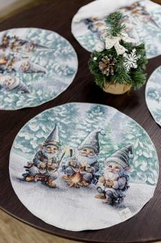 Новорічна гобеленова скатертина Казкові гноми