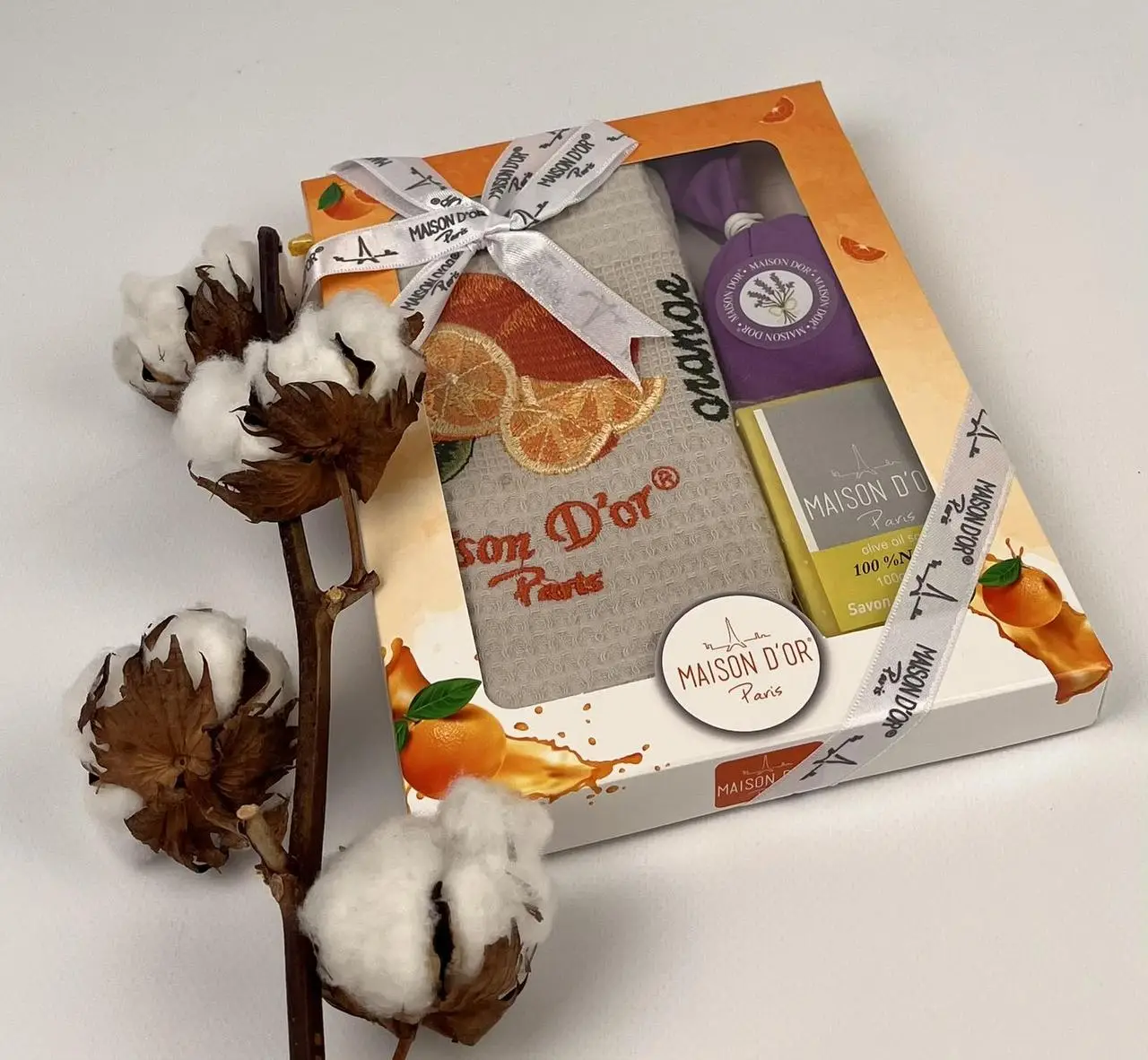 Подарунковий кухонний рушник+мило саше Maison D'or "Lavender" Orange
