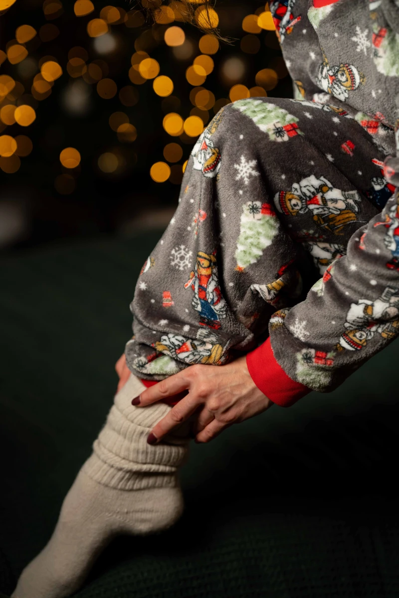 Піжамний костюм жіночий домашній з велсофтом, принт ведмедика