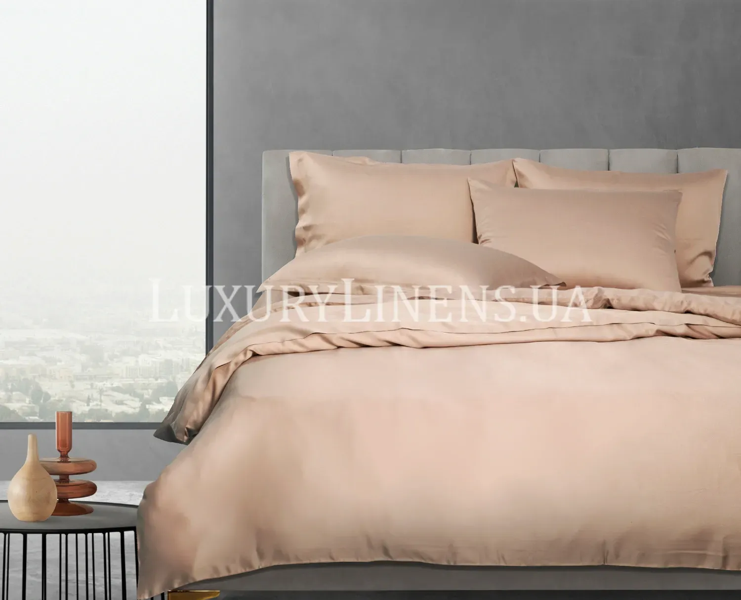 Комплект постільної білизни LUXURY LINENS Cecilia Tencel BEIGE 100% тенсел, Двоспальні