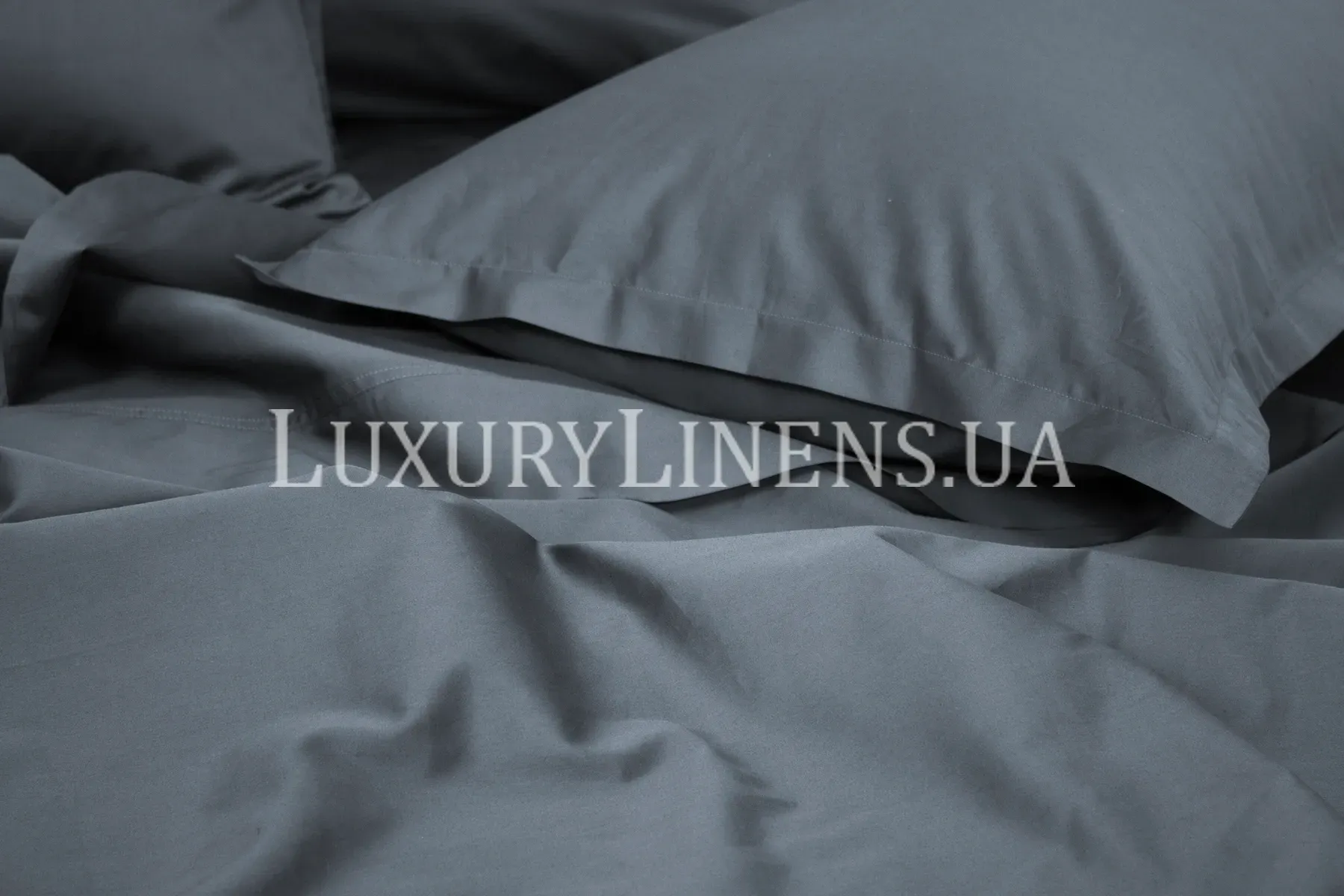 Постільна білизна LUXURY LINENS Premium DARK GREY 100% єгипетська бавовна 500ТС, Двоспальні