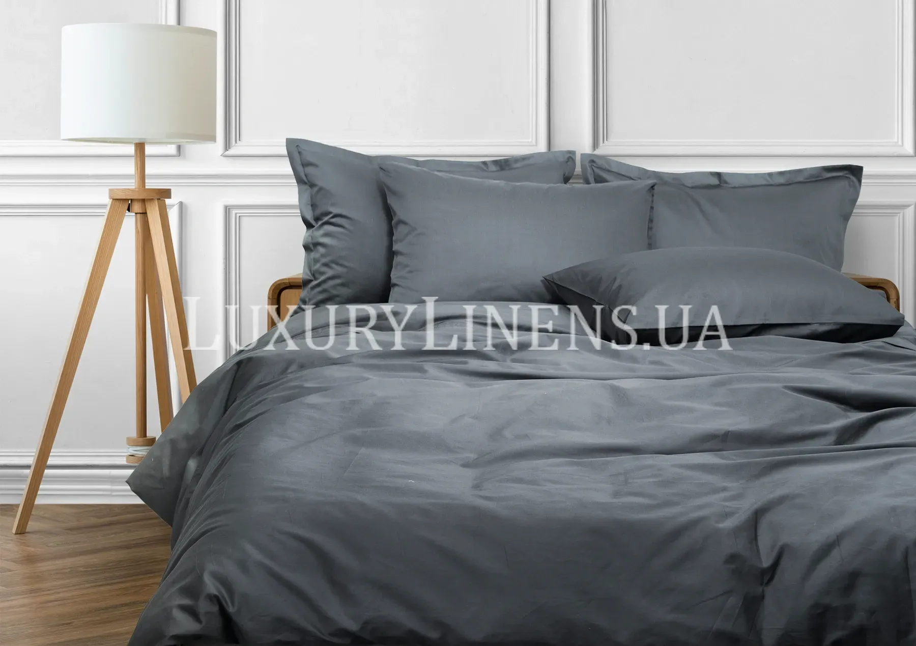 Постільна білизна LUXURY LINENS Premium DARK GREY 100% єгипетська бавовна 500ТС, Двоспальні
