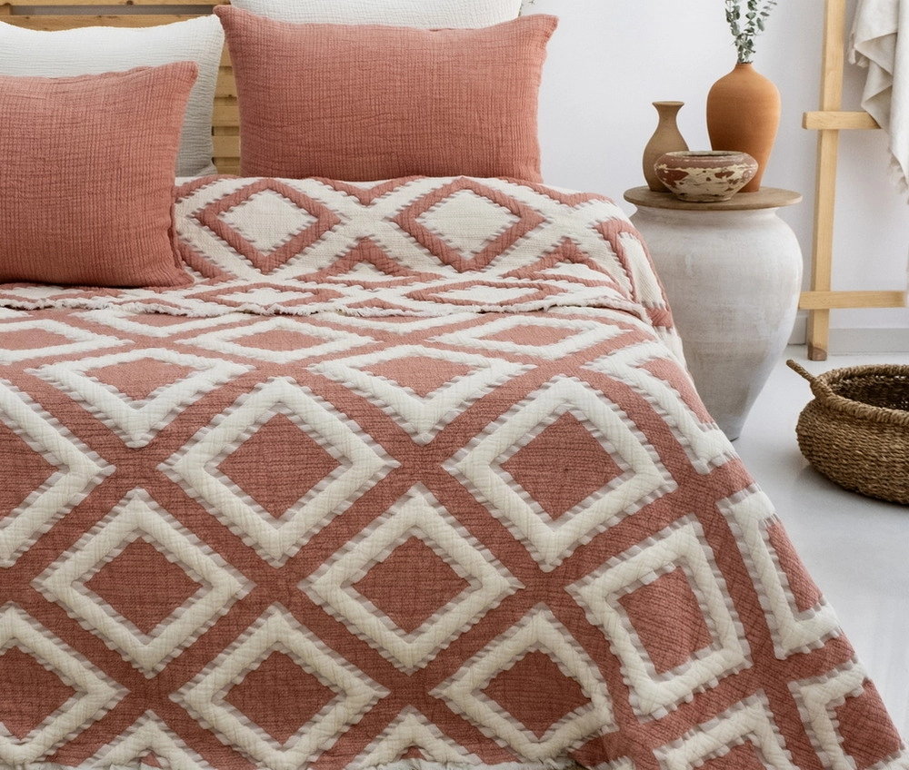 Турецьке муслинове покривало Saheser Sonia 240х260 із наволочками 50х70 Kiremit