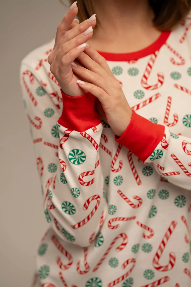 Жіноча піжама з бавовни 100% з новорічним принтом Candy Cane