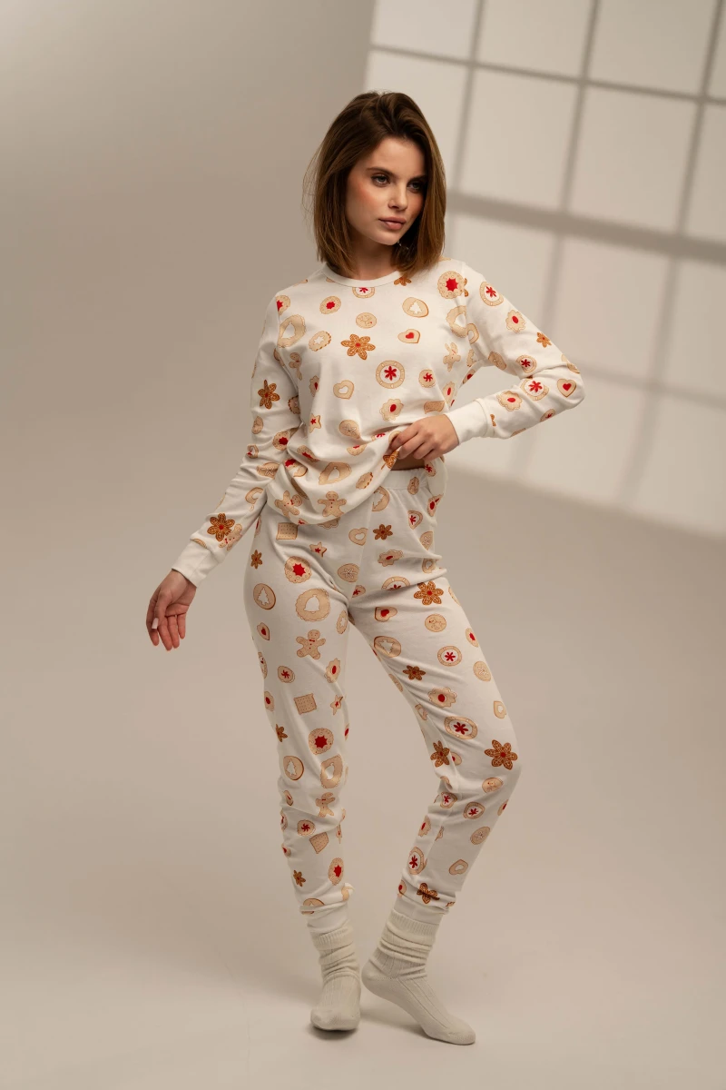 Жіноча піжама зі 100% бавовни з новорічним принтом Christmas Cookies