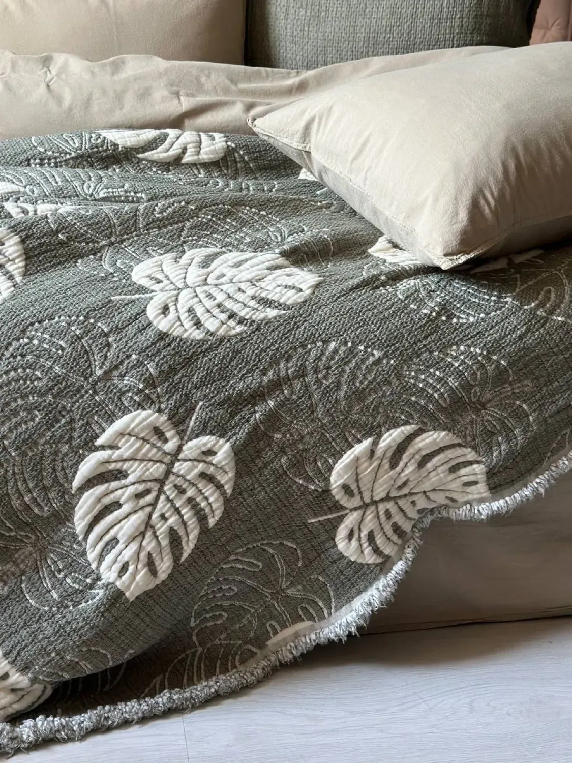 Покривало бавовна з наволочками Saheser Forest green 240х260 см