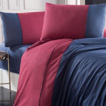 Постільна білизна Altinbasak Lacivert-bordo ранфорс полуторний 160*220/180*240/50*70-2 100% бабовна