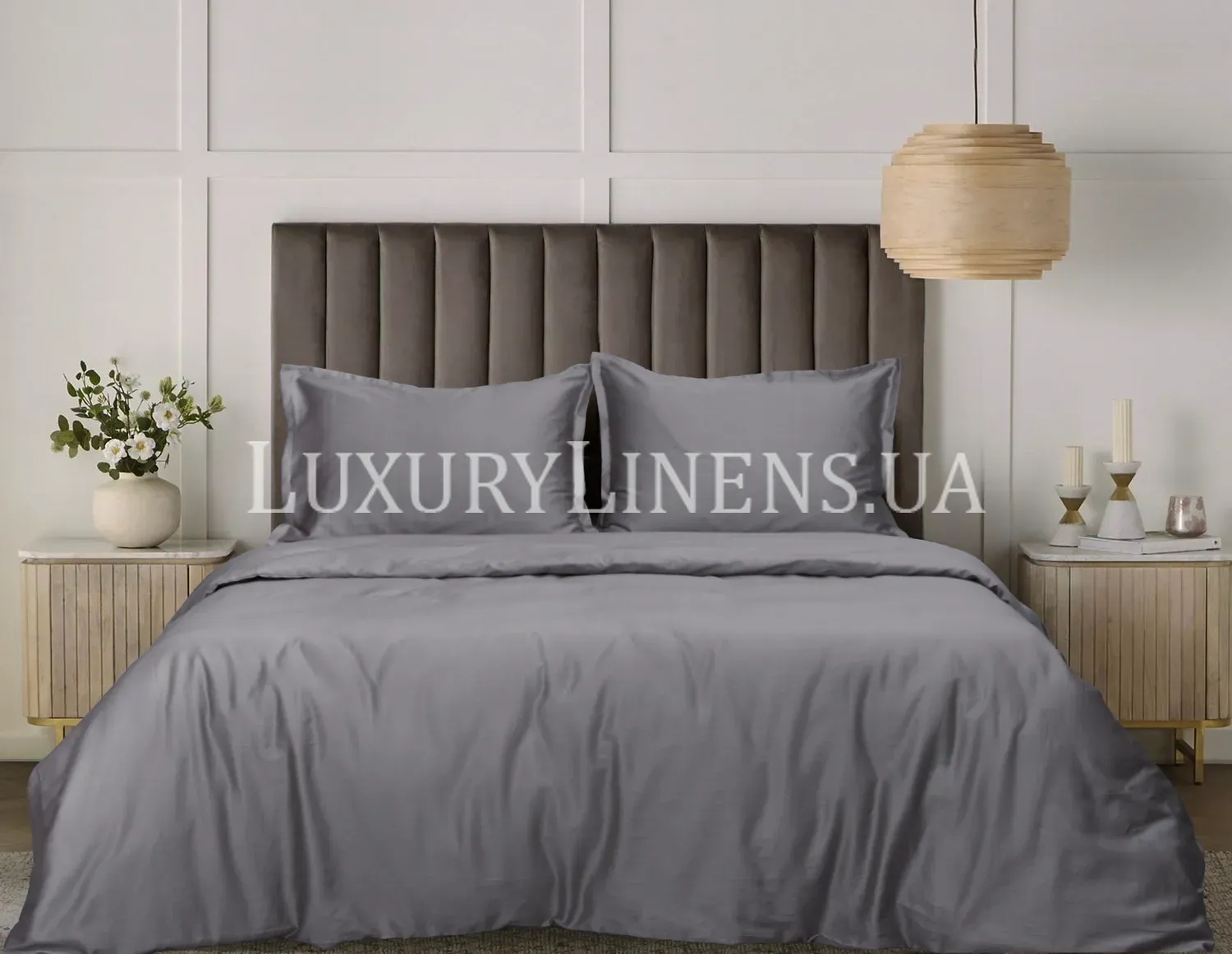 Постільна білизна LUXURY LINENS GREY 100% бавовна, Двоспальні
