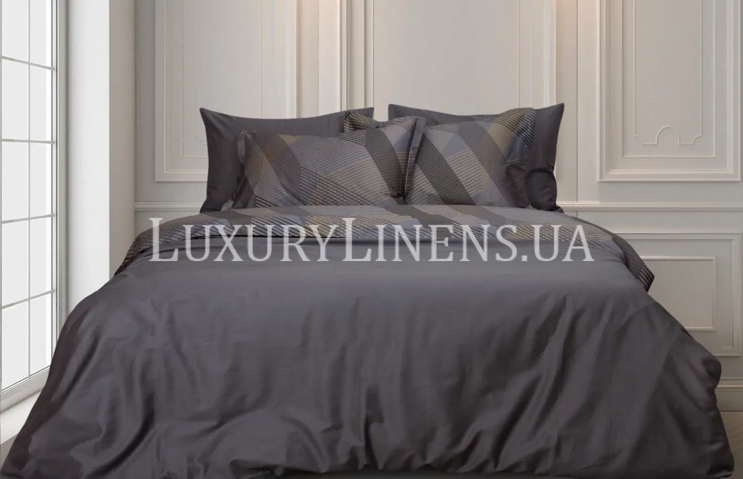 Постільна білизна LUXURY LINENS Fuerza ANTRASIT 100% єгипетська бавовна 500ТС