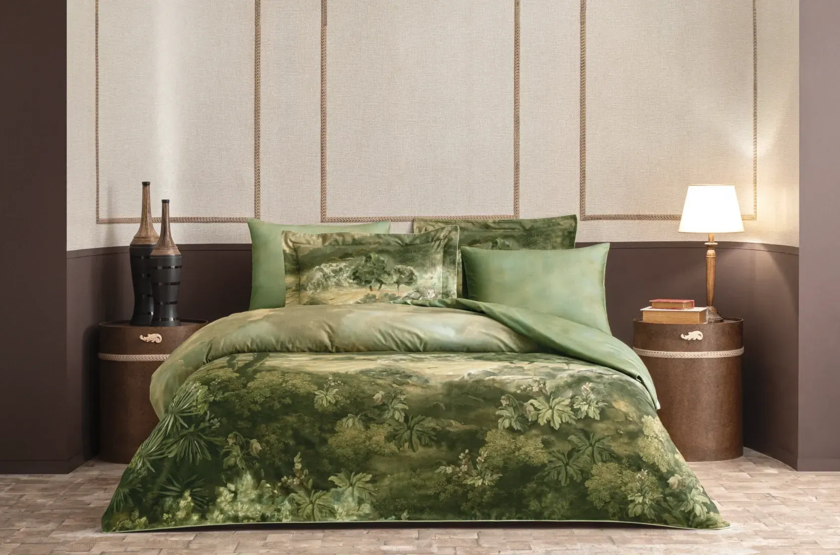 Євро комплект Valeron Sauvage Yesil 400 TC Сатин-Premium