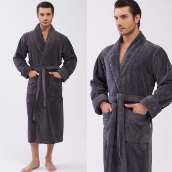 Чоловічий махровий халат із капюшоном Nusa Антрацит