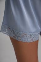 Комплект шовковий жіночий топ та шорти з мереживом, сіро-блакитний