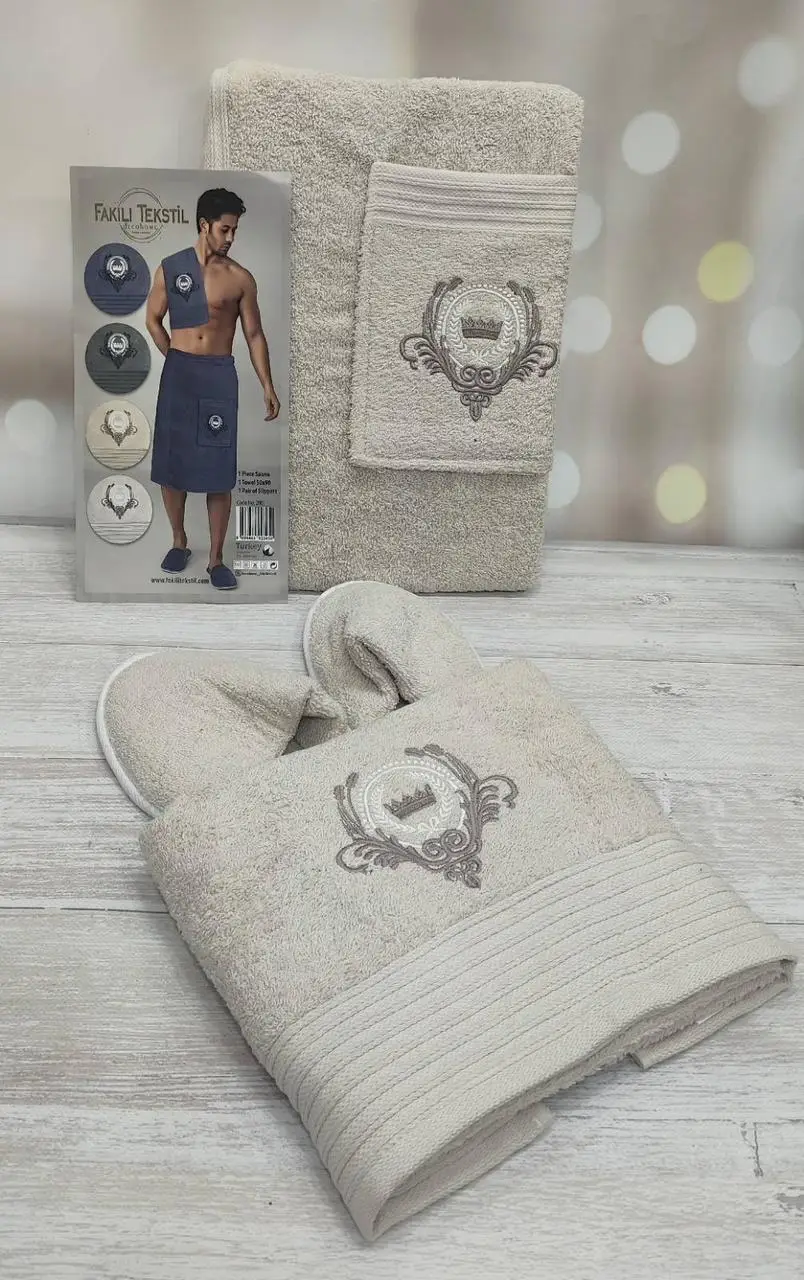 Набір для сауни чоловічий 3 предмета Fakili Tekstil Туреччина бежевий