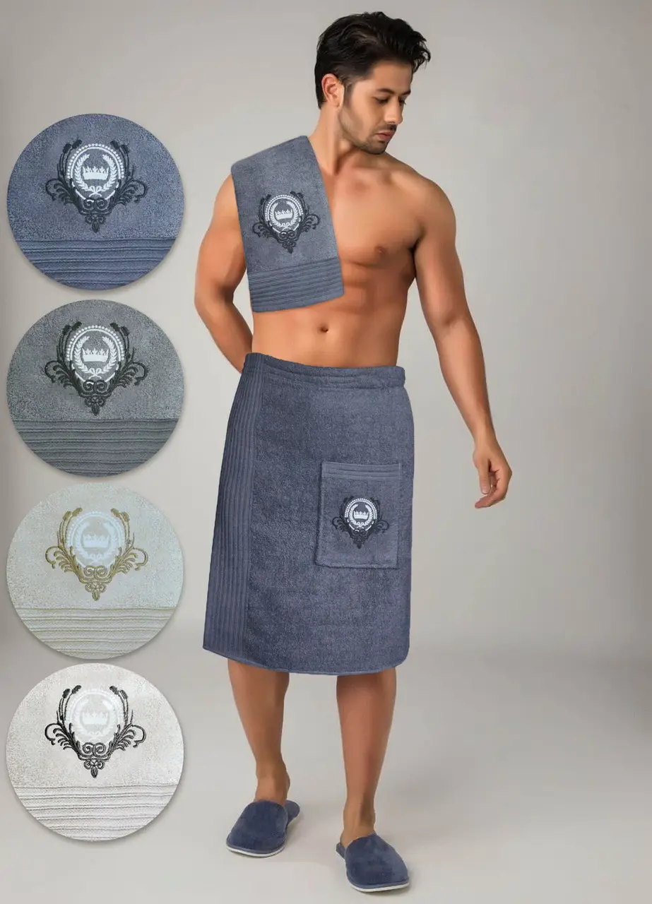 Набір для лазні чоловічий Fakili Sauna C подарунковий 100% бавовна індиго