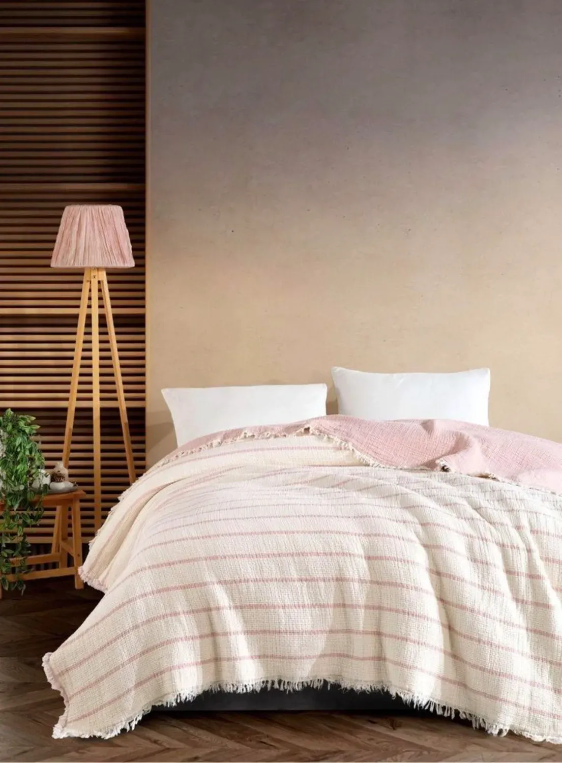 Покривало муслінове Saheser Striped pudra 230х250 см
