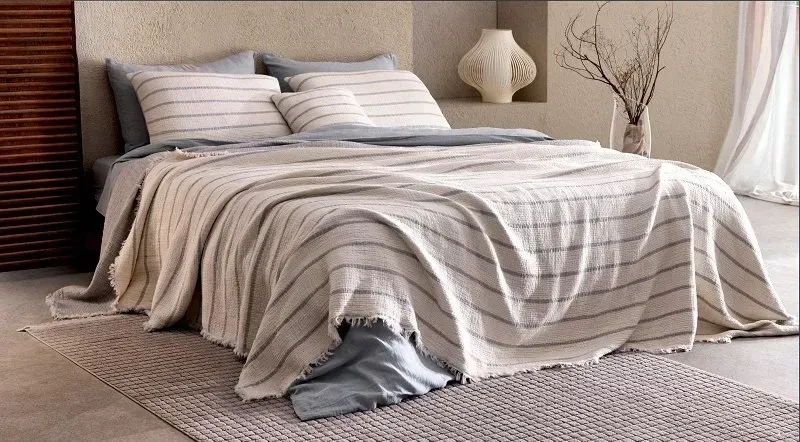 Покривало муслінове Saheser Striped mavi 230х250 см