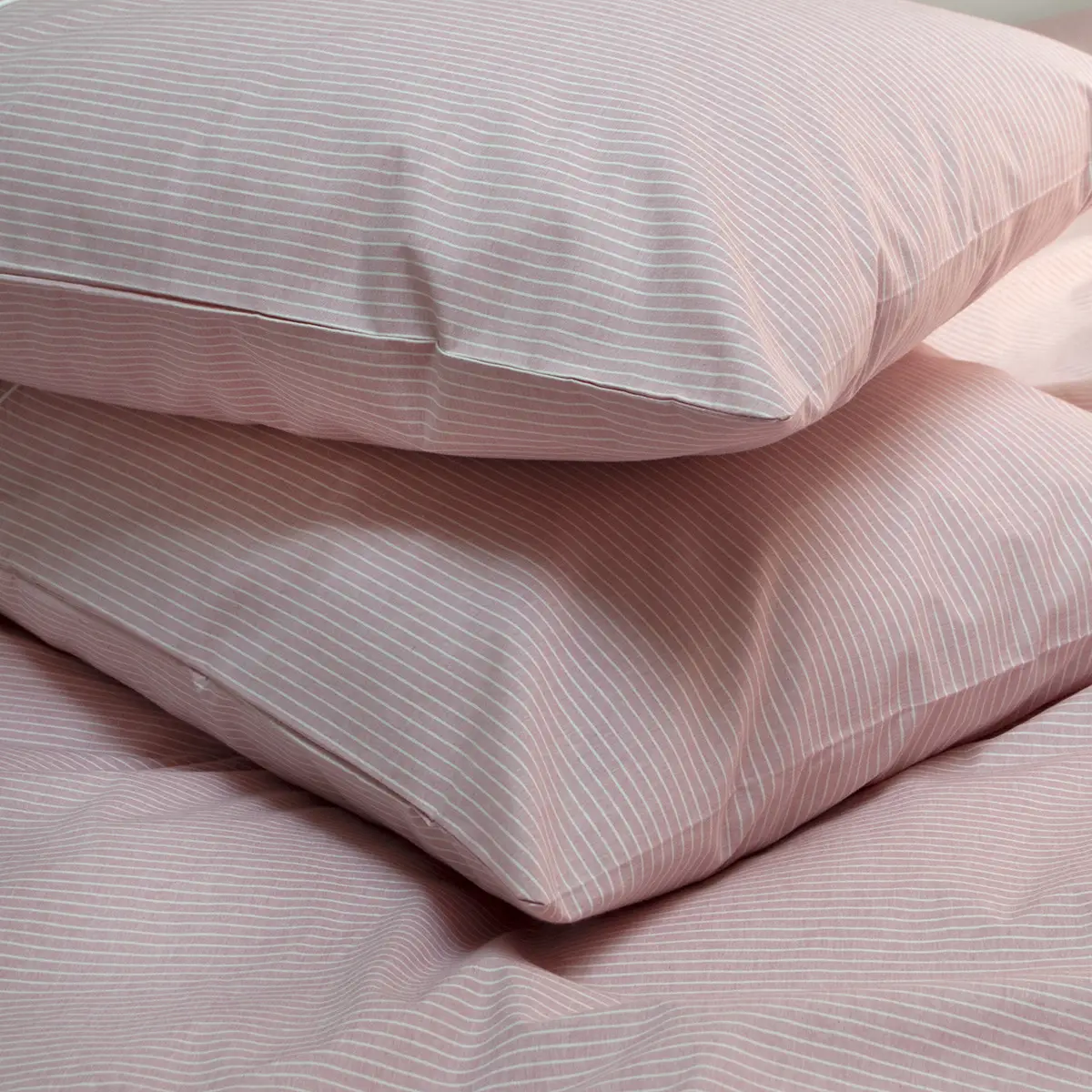 Постільна білизна сімейна Lotus Home Premium Percale Stripe рожева перкаль 100% бавовна