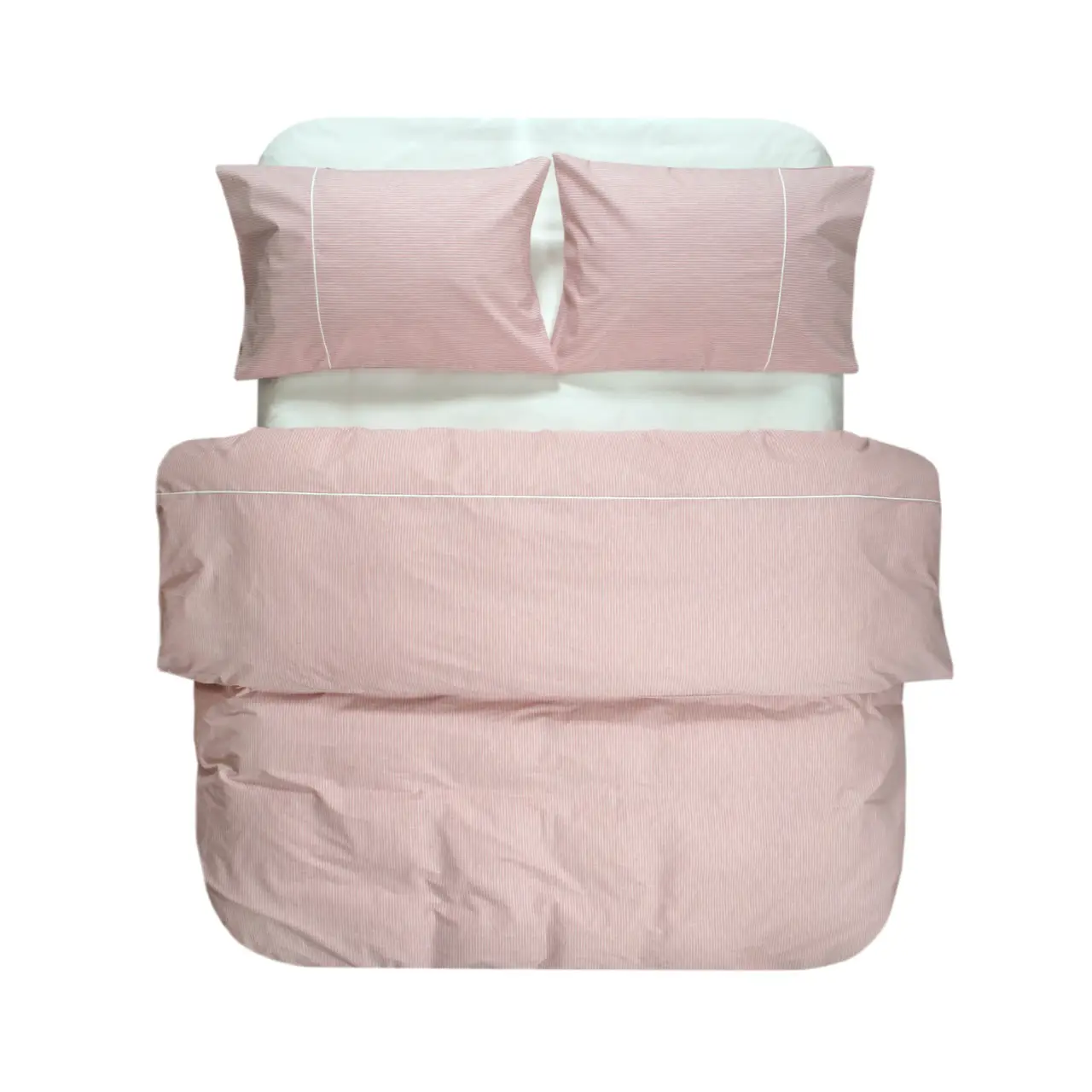 Постільна білизна сімейна Lotus Home Premium Percale Stripe рожева перкаль 100% бавовна