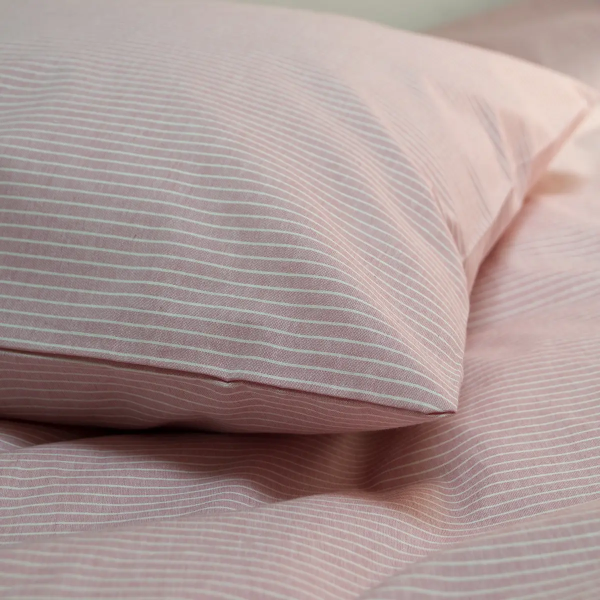 Постільна білизна сімейна Lotus Home Premium Percale Stripe рожева перкаль 100% бавовна